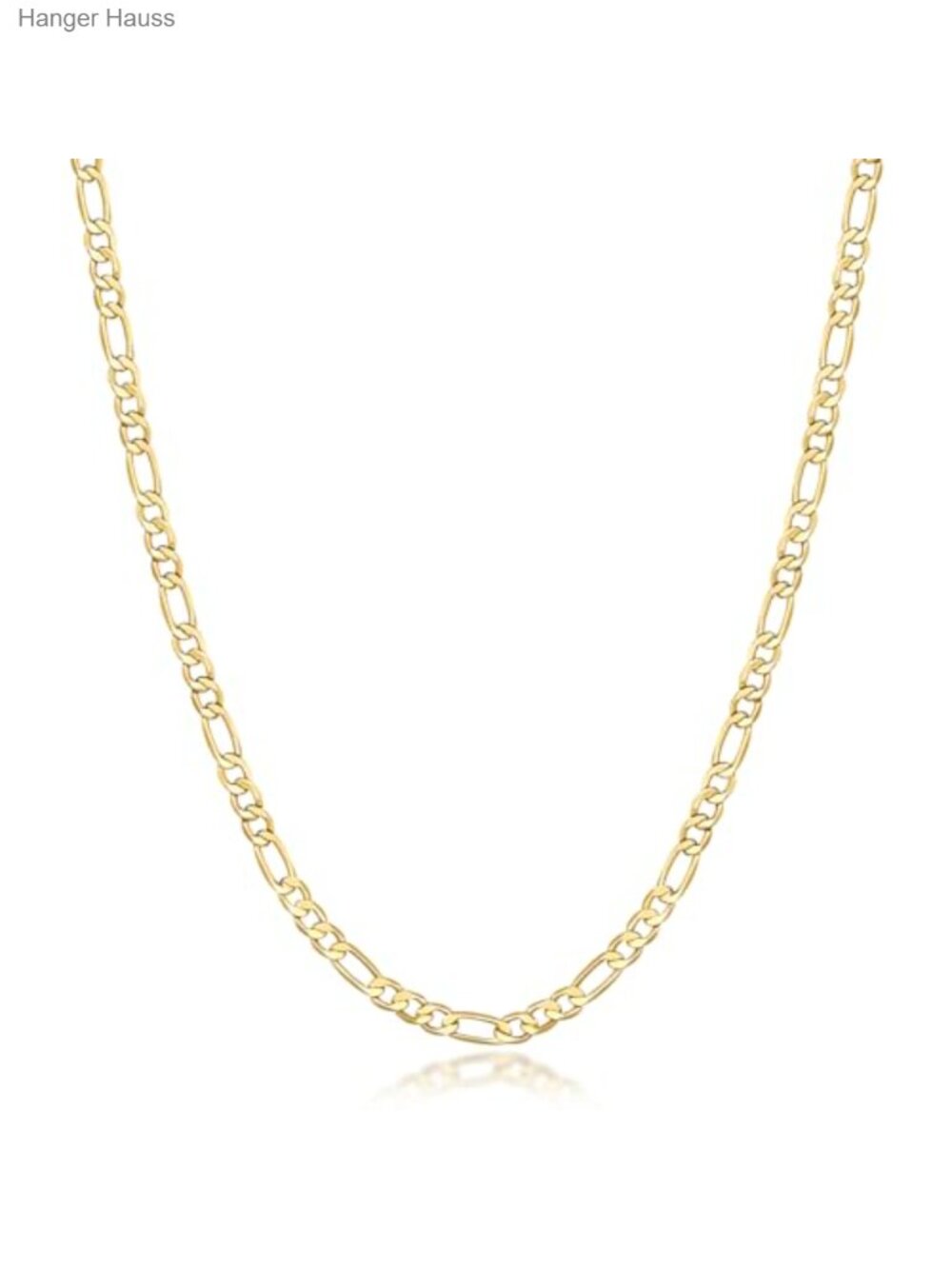 14K Gold Plated Figaro Chain Necklace Lobster Clasp 20in